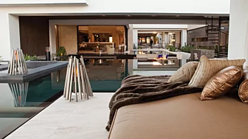 Stix Fire Pit by EcoSmart Fire creates a stylish freestanding heating feature for the New American Home patio in the US.