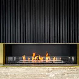 EcoSmart Fire Flex 68SS Flex Fireplace delivers clean-burning bioethanol flame as frameless indoor feature in a Northbridge private residence.